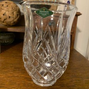 Vintage Shannon Lead Crystal Hurricane Lamp Holder, Top piece only!